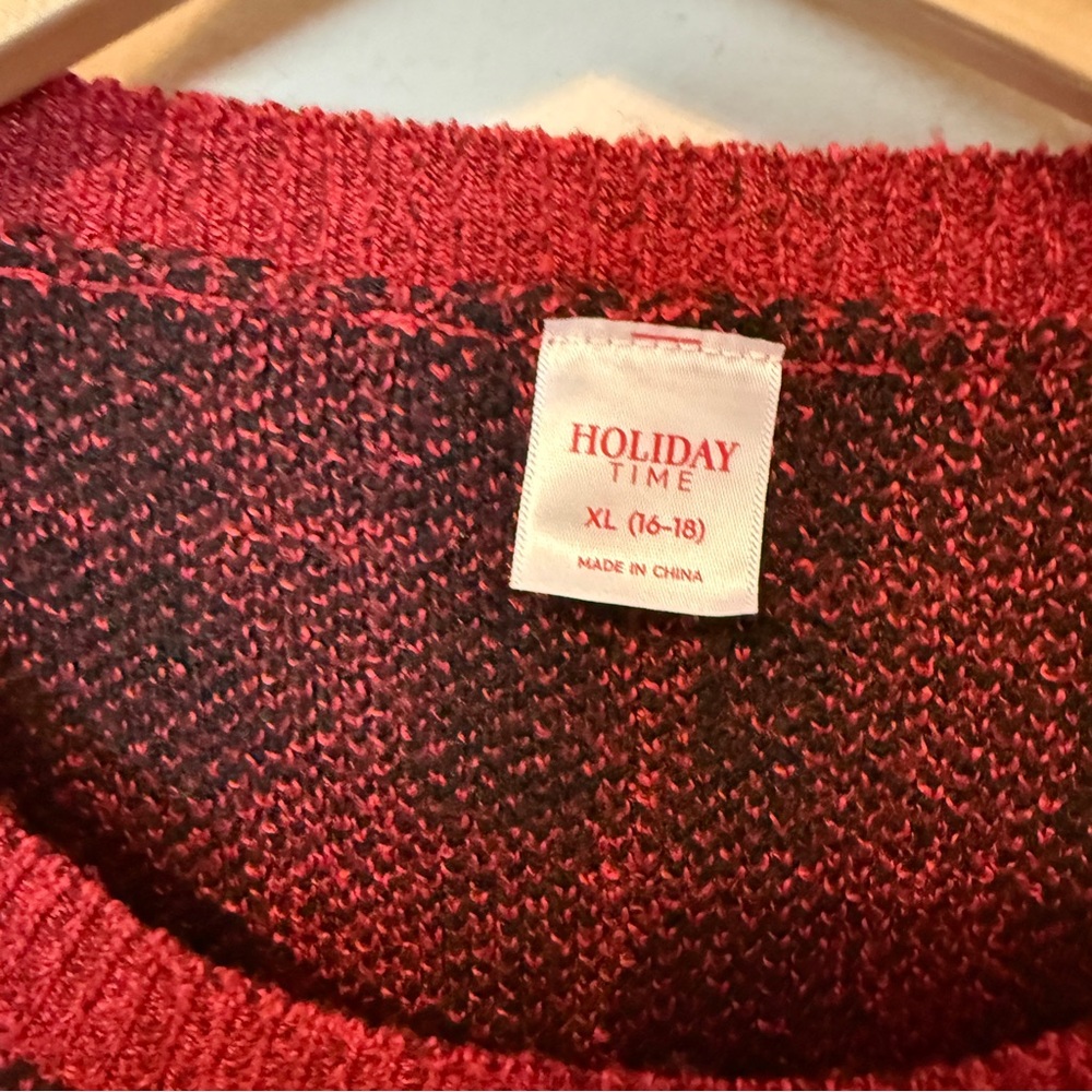 Holiday Time Ugly Christmas Sweater Women’s Sz XL Plaid Merry Bright Red Plaid - Picture 4 of 6